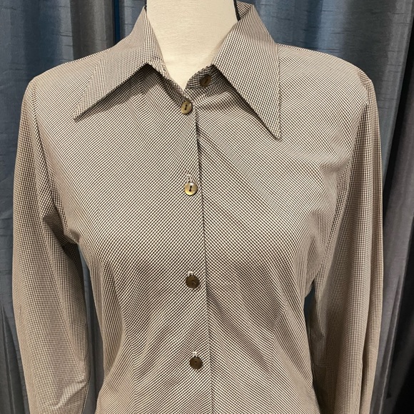 Younique Clothing cream and brown plaid button down shirt - Picture 3 of 3